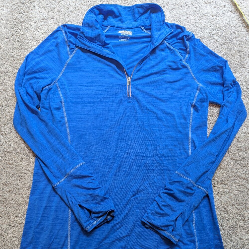 Kirkland women's long sleeve sport active jacket top blue large